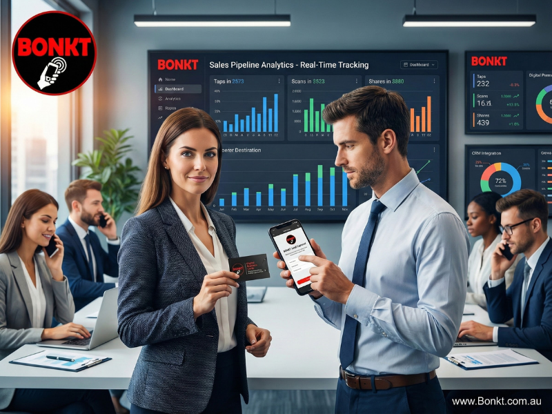 Sales and Marketing Professionals Exchanging BONKT Digital Cards